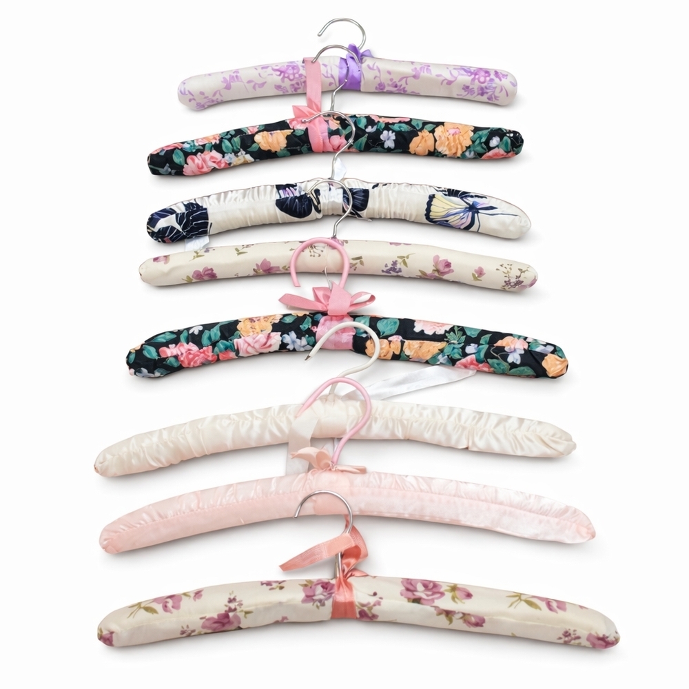 Floral and Solid Padded Hangers Set Hand Made!!!